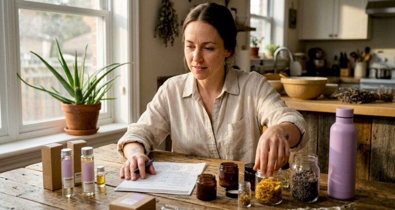 Formulator reviewing ethical skincare ingredients