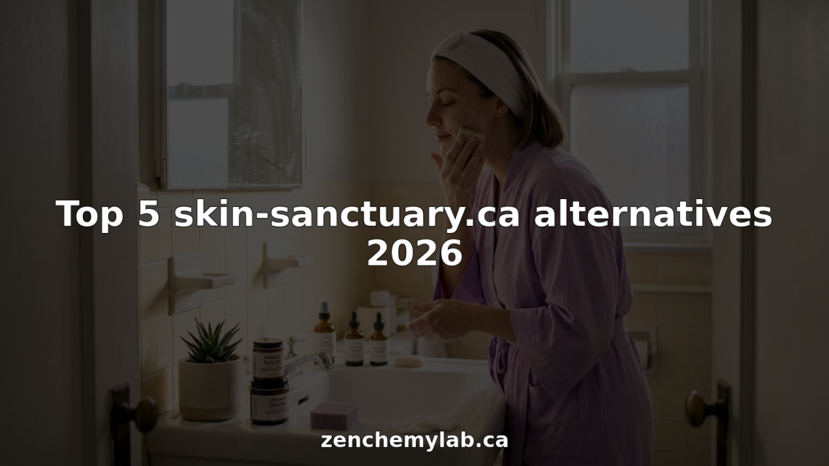 Woman using natural skincare products at home sink