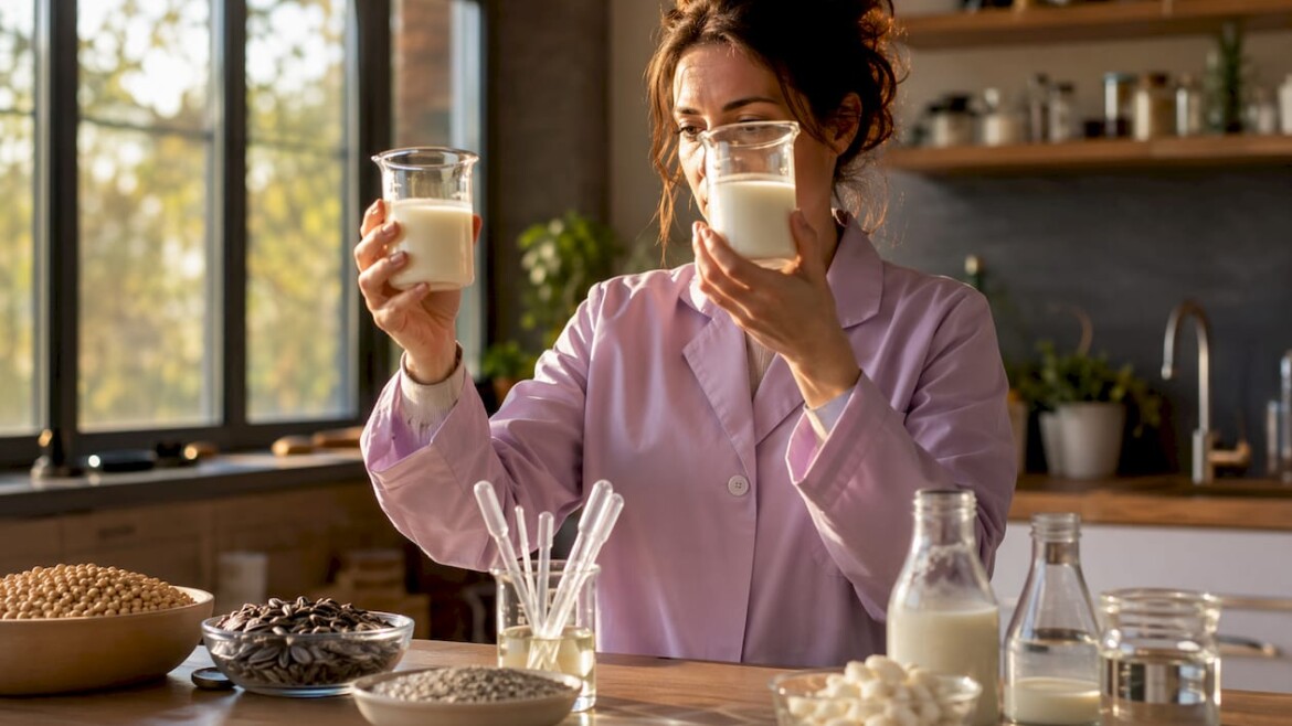 Chemist examining natural emulsions in lab
