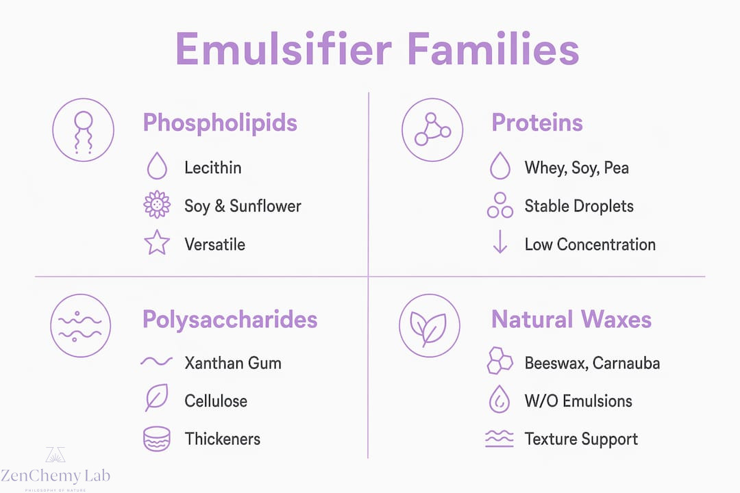 Infographic comparing natural emulsifier families