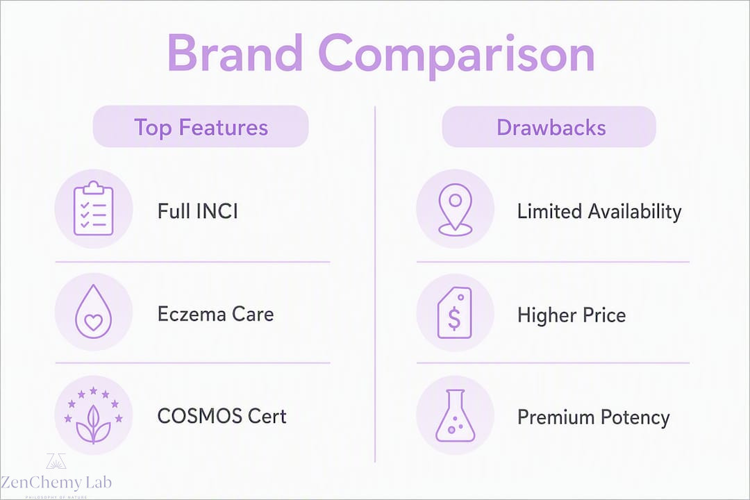 Infographic comparing Canadian skincare brand features and drawbacks