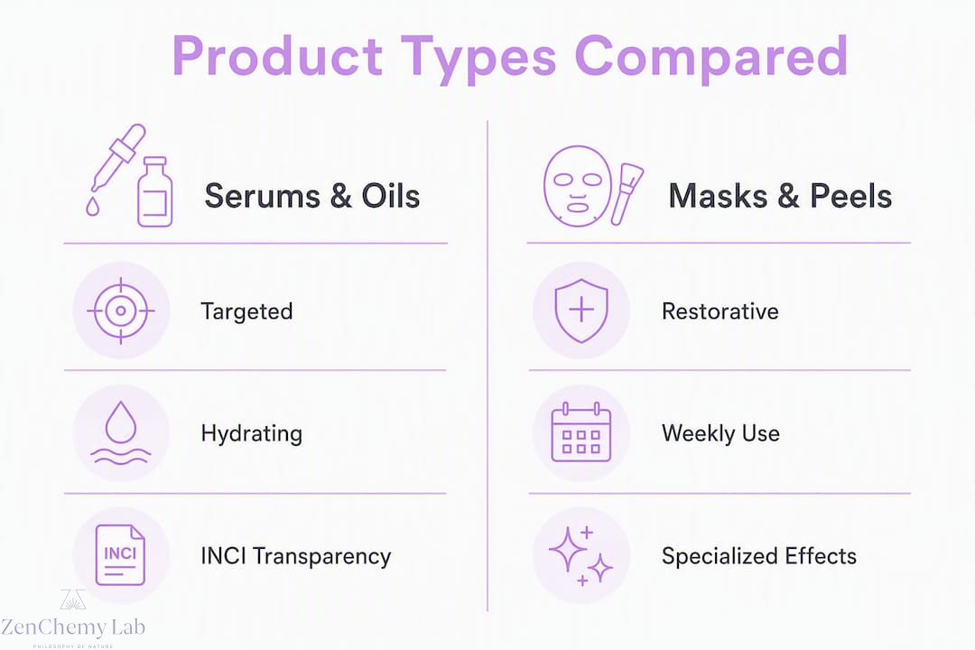 Infographic comparing skincare product types