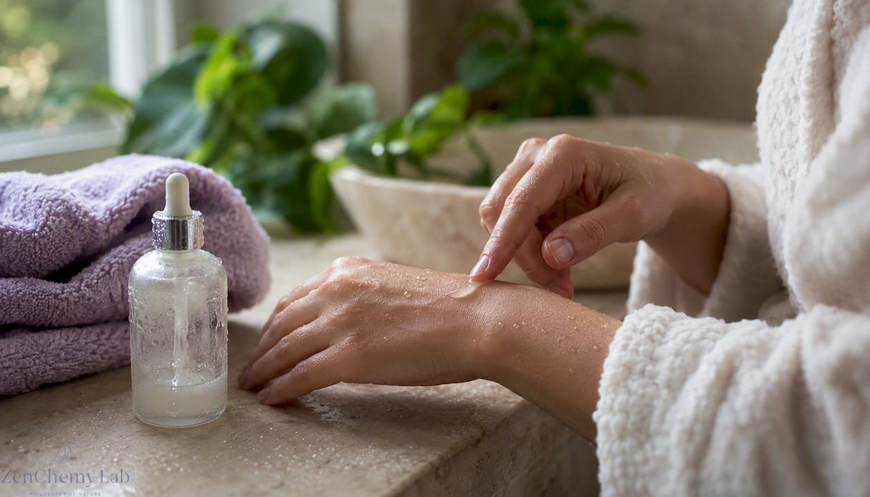 Finger dipped in chemical exfoliant lotion