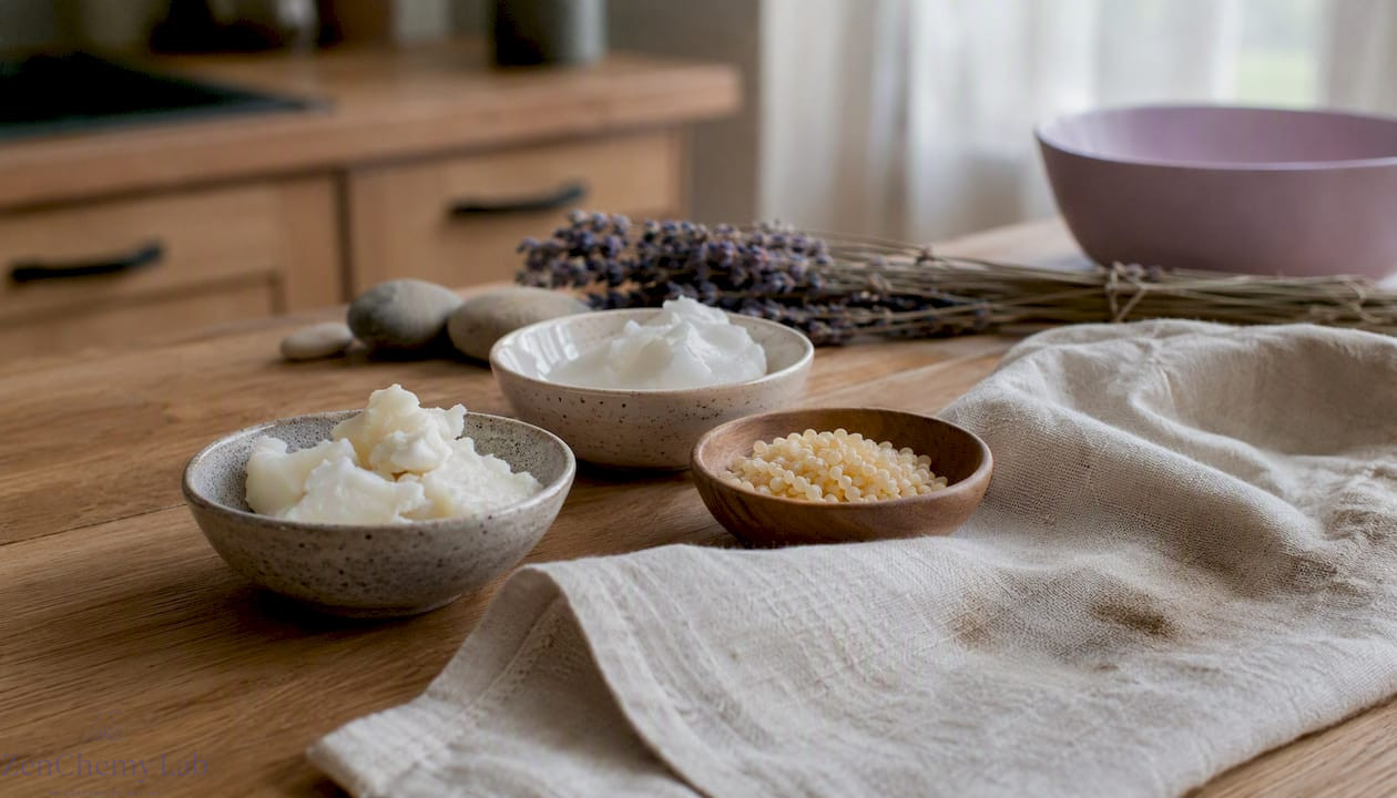 Natural deodorant ingredients near fabric