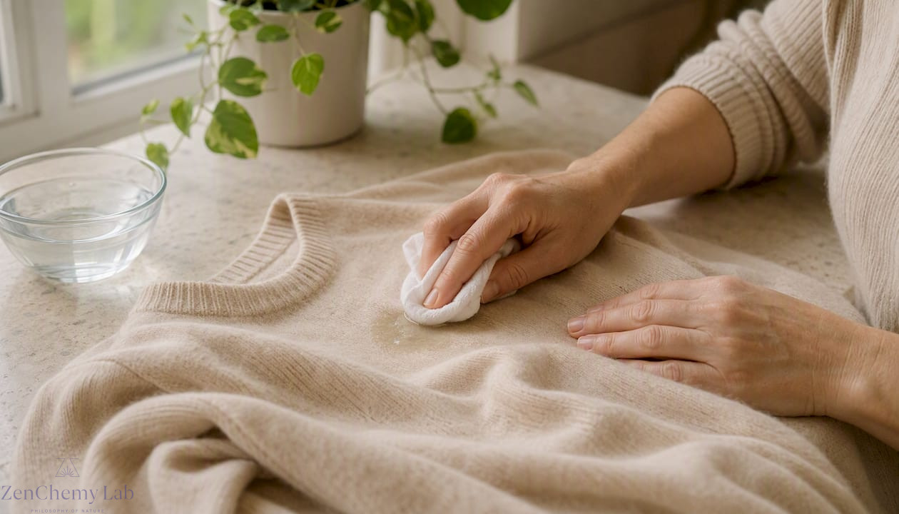 Spot cleaning delicate fabric with cloth