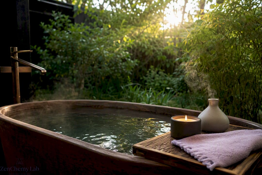 Bathtub tray with candle and diffuser for relaxation