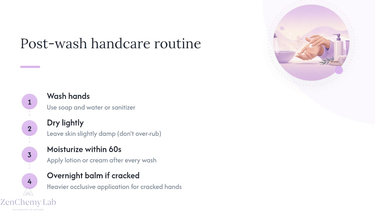 Diagram of hand moisturizing routine steps