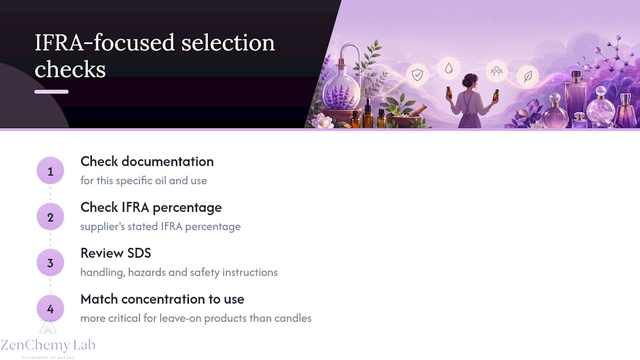 Four IFRA-focused scent selection checks