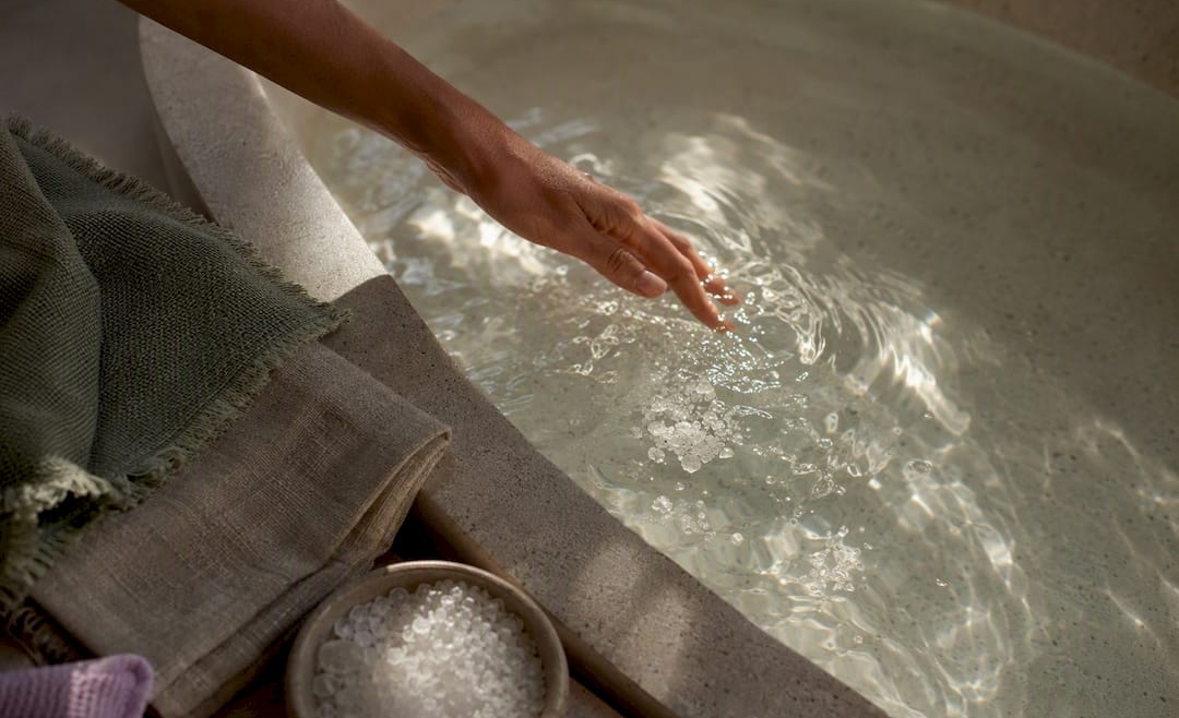 Dead Sea salt dissolving in bath water