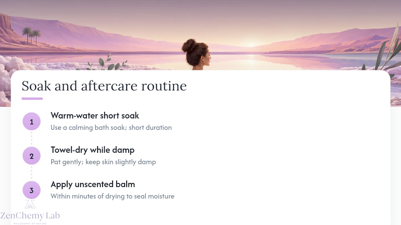 Three-step soak and balm aftercare routine