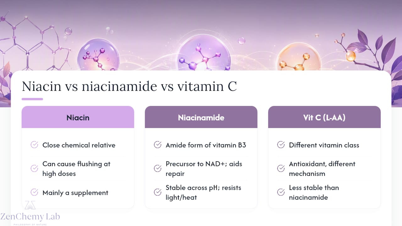 What is niacinamide in natural skincare, chemically speaking? — overview diagram
