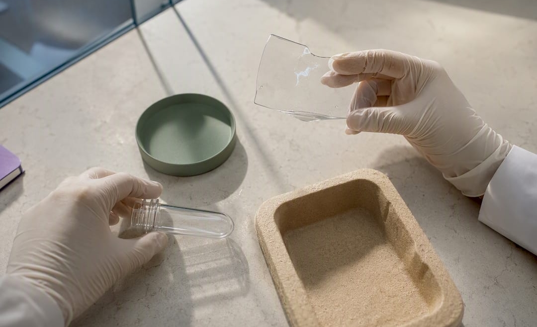 Skincare packaging materials compared on laboratory bench