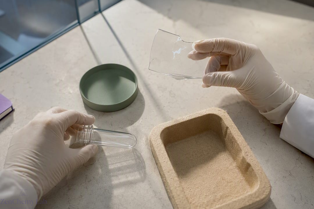Skincare packaging materials compared on laboratory bench