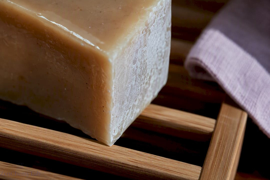 Slick surface and white ash on soap