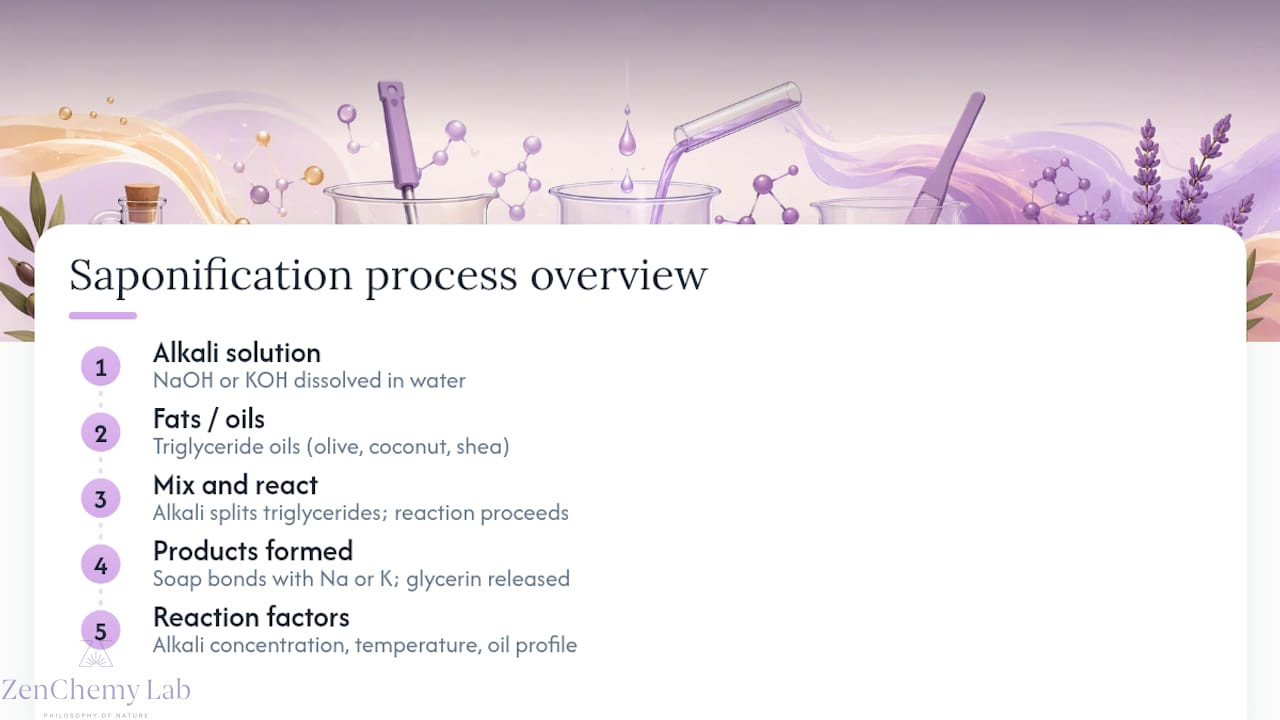 Saponification process from oils to soap