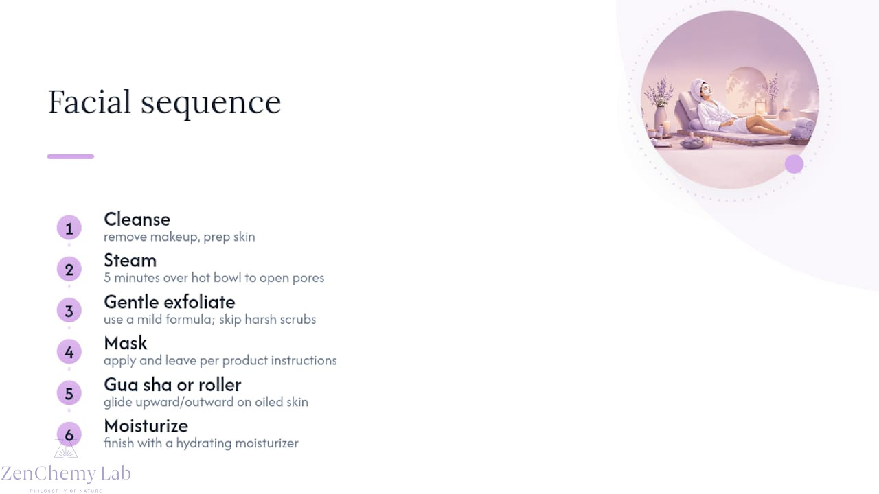 Six-stage facial treatment sequence